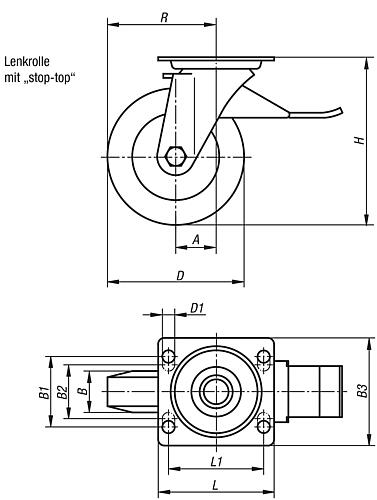 KIPP Lenkrolle mit "stop-top" Produktbild img2 L