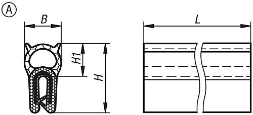 KIPP Kantenschutzdichtprofile mit integriertem Stahldrahtkern, Form A Produktbild img2 L