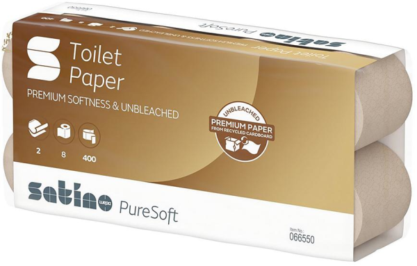 Satino PureSoft Toilettenpapier Kleinrollen 2-lagig 400 Blatt Produktbild img1 L