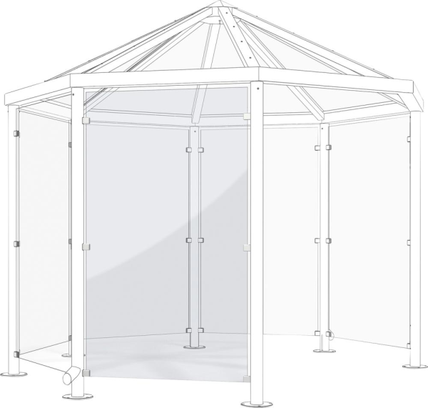 Seitenwand aus ESG-Sicherheitsglas zu Raucherpavillon Paris WSM QUALITÄT IN METALL Produktbild img1 L