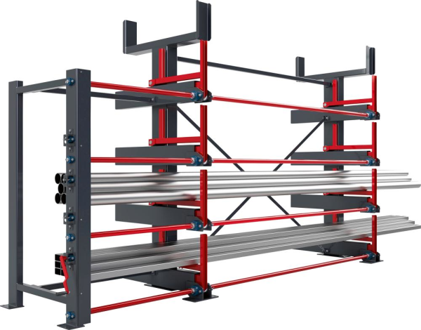 Ausrollregal 1-seitig Armlast 1600kg 4 Ebenen + Dachablage B4940xT1395xH2665mm Produktbild img2 L