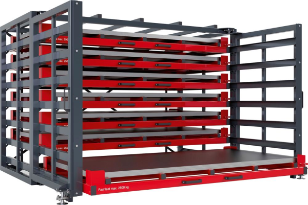 Schubfachregal f Bleche Vorbau klappbar Fachlast 2000kg,Boden ti B3370xT1650xH2310mm Produktbild img1 L