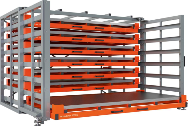 Schubfachregal f Bleche Vorbau klappbar Fachlast 2000kg,Boden ti B3370xT1650xH2310mm Produktbild img3 L
