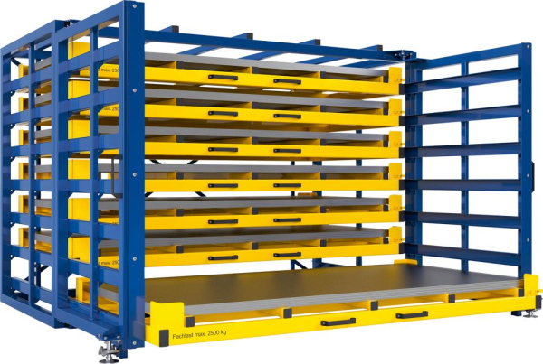 Schubfachregal f Bleche Vorbau klappbar Fachlast 2000kg,Boden ti B3370xT1650xH2310mm Produktbild img4 L
