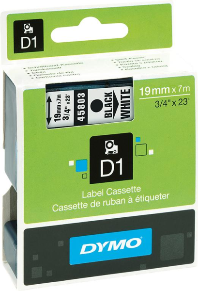 Schriftband D1 45803 schwarz/weiß 19mmx7m DYMO Produktbild img1 L