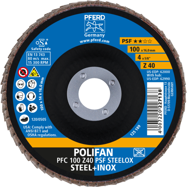 POLIFAN-Fächerscheiben PFC 100 Z40 PSF STEELOX/16 Produktbild img2 L