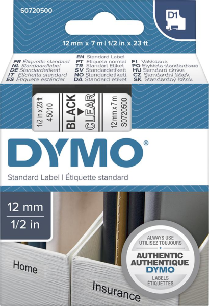 DYMO Schriftband transparent, 12 mm Produktbild img1 L