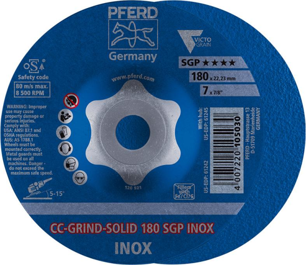 Schleifscheibe CC-Grind Solid SGP INOX 180mm PFERD Produktbild img1 L
