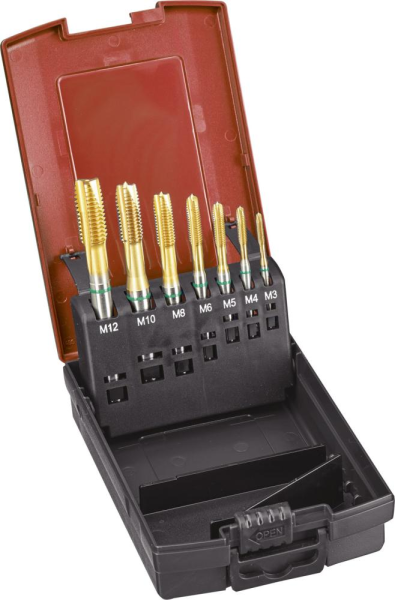 Maschinengewindebohrer- Set DIN371/376 TiN Typ UNI 6H DurchgangslochM3-M12 FORMAT GT Produktbild img1 L
