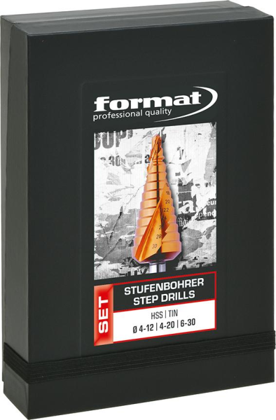 Stufenbohrer-Set HSS TiN spiralgenutet 4-30mm FORMAT Produktbild img1 L
