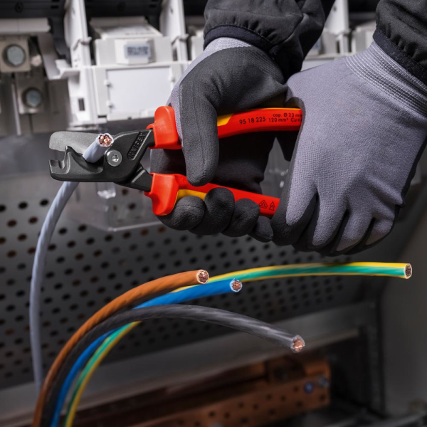 Kabelschere VDE mit Mehrkomponenten-Griffen 225mm schlanke Kopfform KNIPEX Produktbild img7 L