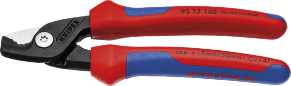 Kabelschere mit Mehrkomponenten-Griffen 160mm schlanke Kopfform KNIPEX Produktbild img1 L