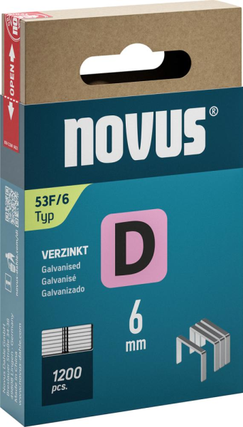 Flachdrahtklammer D Typ 53F mm zn Novus VE à 1200 Stück Produktbild img1 L
