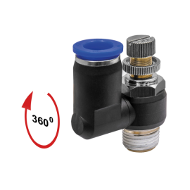 Drosselrückschlagven »Blaue Serie«, Zuluftdros., M5 a. 10bar Ø4mm Produktbild