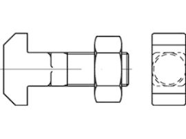 DIN 186 Mu 4.6 Form B Hammerschrauben mit Vierkant, mit langem Gewinde, mit Sech Produktbild