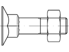 DIN 605 Mu Stahl Senkschrauben mit hohem Vierkantansatz, mit Sechskantmutter Produktbild