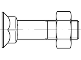 DIN 608 Mu 8.8 Senkschrauben mit niedrigem Vierkantansatz, mit Sechskantmutter Produktbild