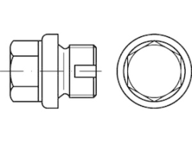~DIN 910 1.4571 zyl.-Rohr EG (A 5) Verschlussschrauben mit Bund, Außen-6kt. schw Produktbild