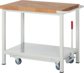 Werkbank fahrbar B1000xT700xH880mm RAL 7035 BMP: 40mm absenkbar,mit Boden Produktbild