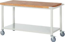 Werkbank fahrbar B1500xT700xH880mm RAL 7035 BMP: 40mm mit Boden Produktbild