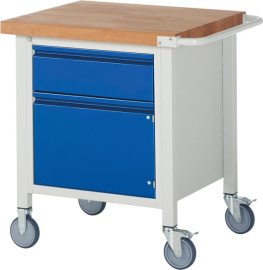 Werkbank fahrbar B750xT700xH880mm RAL 7035/5010 BMP: 40mm 1 Schublade,1 Tür Produktbild