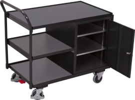 Tischwagen 250kg B1125xT625xH1010mm RAL 7035/7016 1 Schrank,3 Ladeflächen Produktbild