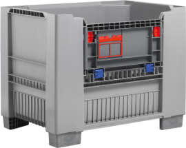 Palettenbox KUBO B1200 x T1000 x H790 mm 4 Füße mit Entnahmeklappehellgrau Produktbild