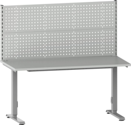Arbeitstisch Solo Works. inkl. Aufbauten H700mm Melamin, RAL 7035 B Produktbild