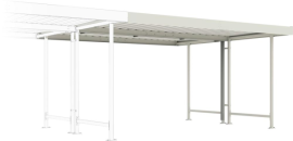 Überdachung Mod. Leipzig B4300xT4400xH2350 mm RAL 9002 grauweiß Anbaufeld zweiseitig Produktbild