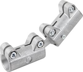ROHRVERBINDER GERADE, FÜR RUNDROHRE, A=30,1, L=184, MIT DOPPELKUGELGELENK, ALUMINIUM GLEITGESCHLIFFEN, KOMP:STAHL Produktbild