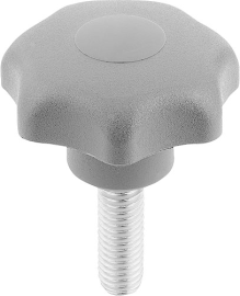 STERNGRIFF ANTIBAKTERIELL DIN6336 M08X25, D1=40, H=25, FORM:L, THERMOPLAST GRAU RAL7015, KOMP:EDELSTAHL Produktbild