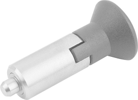 KIPP Arretierbolzen Stahl oder Edelstahl, glatte Ausführung, ohne Bund, mit Kunststoff-Pilzgriff und Rastnut Produktbild