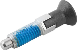 KIPP Arretierbolzen ECO Stahl oder Edelstahl mit Kunststoff-Pilzgriff, Gewindesicherung und Rastnut Produktbild