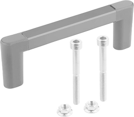 KIPP Bügelgriffe Aluminium mit Kunststoff-Griffschenkel und Deckel, Montage von der Bedienseite Produktbild