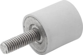 KIPP Gummipuffer Edelstahl Typ D zylindrisch mit Außengewinde, grau Produktbild