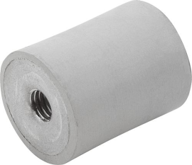KIPP Gummipuffer Edelstahl Typ C zylindrisch mit zweiseitigem Innengewinde, grau Produktbild