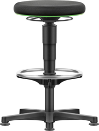 Drehhocker Stoffsitz Sitzhöhe 530 - 750 mm mit Gleiter und Fußring Produktbild