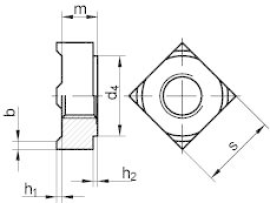 Schweißmuttern DIN 928 M8 Stahl blank Produktbild