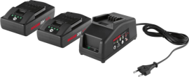 Starter Set 21,6 V, 5,0 Ah 2x21,6 V 5,0 Ah Ladegerät Karton Produktbild