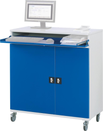 Computer-Schrank B1100xT520xH1185 mm RAL 7035/5010 mobil ohne Monitorgehäuse Produktbild