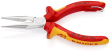 KNIPEX 25 06 160 T Flachrundzange mit Schneide (Radiozange) 160 mm verchromt isoliert mit Mehrkomponenten-Hüllen, VDE-geprüft; mit integrierter isolierter Befestigungsöse zum Anbringen einer Absturzsicherung SB-Karte/Blister Produktbild img2 S