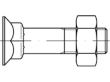DIN 608 Mu 8.8 Senkschrauben mit niedrigem Vierkantansatz, mit Sechskantmutter Produktbild