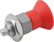 KIPP Arretierbolzen Stahl oder Edelstahl kurze Ausführung mit Kunststoff-Pilzgriff, ohne Rastnut, mit Kontermutter Produktbild