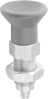 KIPP Premium - Arretierbolzen Stahl oder Edelstahl mit Kunststoff-Pilzgriff, konischem Arretierstift und Kontermutter Produktbild img1 S