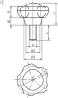 FÜNFSTERNGRIFF ANTIBAKTERIELL D=M10X20 D1=63 H=44, FORM:L THERMOPLAST, GRAU RAL7015 Produktbild img2 S
