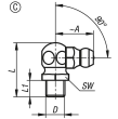 KIPP Schmiernippel Kegelform nach DIN 71412, Form C, abgewinkelt 90°, Sechskant Produktbild img2 S