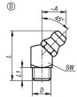 KIPP Schmiernippel Kegelform nach DIN 71412, Form D, abgewinkelt 45°, Vierkant Produktbild img2 S