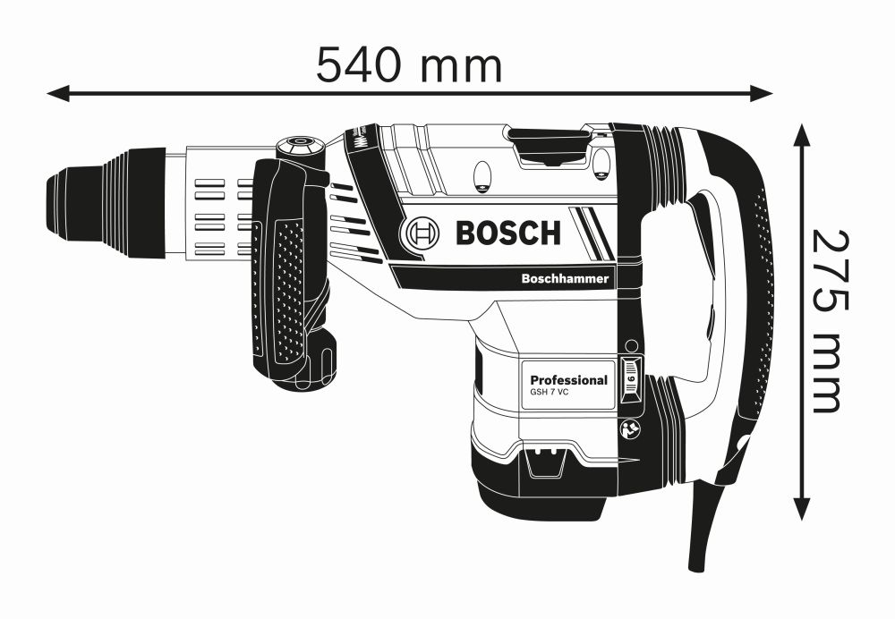 Bosch PRO Schlaghammer mit SDS max GSH 7 VC im Handwerkerkoffer Produktbild img3 L