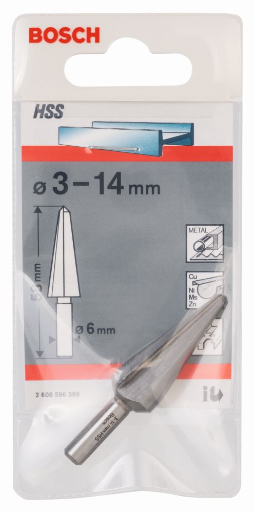Bosch PRO Blechschälbohrer HSS, zylindrisch, 3 - 14 mm, 58 mm, 6 mm Produktbild img2 L