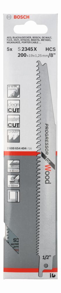 Bosch PRO Säbelsägeblatt S 2345 X, Progressor for Wood, 5er-Pack Produktbild img2 L